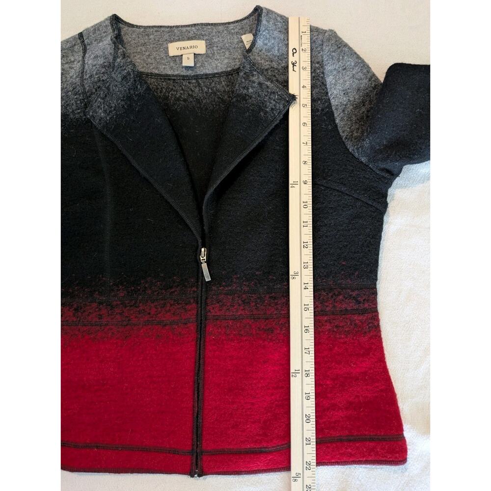 Venario Zip Front Jacket Black Red Ombré Modern Minimalist Small - Picture 8 of 8